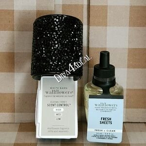 Bath & Body Works BLACK SPARKLE TOPPER Wallflower Plug & Refill 2PC Bundle